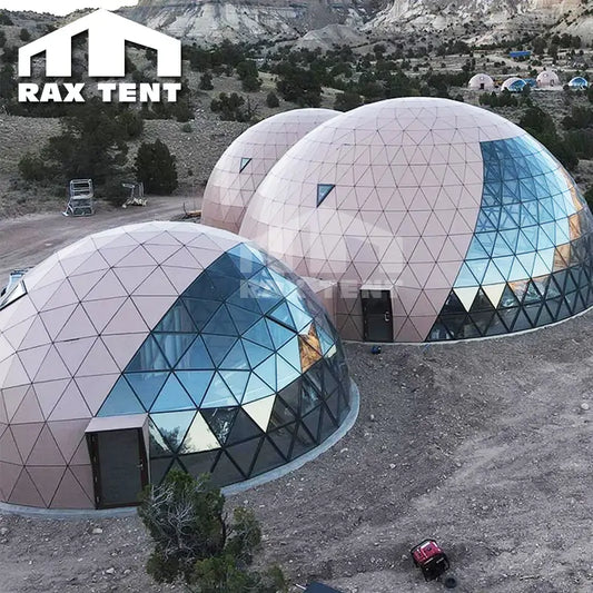 12M Wooden Glass Dome with Double Layer Curtain for Retreat Reception