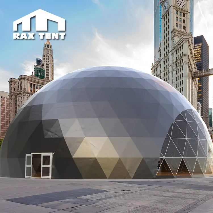 big dome tent 25M Big Geodesic Dome Tent for Event with 1/3 Transparent and 2/3 Black PVC Fabric Cover 25M Geodesic Dome ( Frame + Cover)