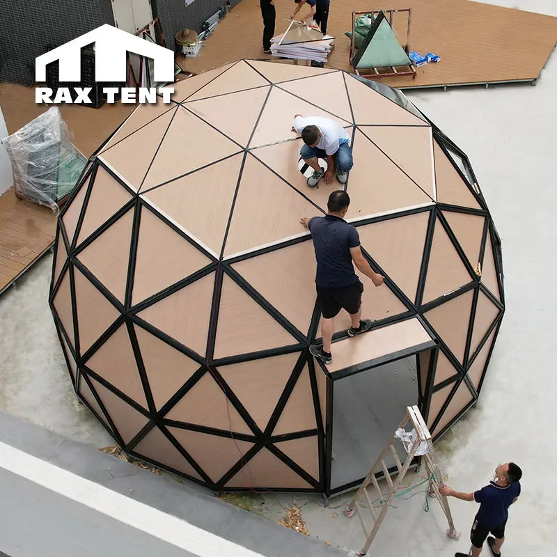 RAXTENT 6m Glass Dome Tent with Wooden Panel for Glamping Hotel and Resort