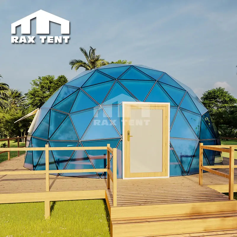 8M Glass Dome for Glamping Hotel and Family Resort with Tempered Glass Cover and Thermal Insulaiton