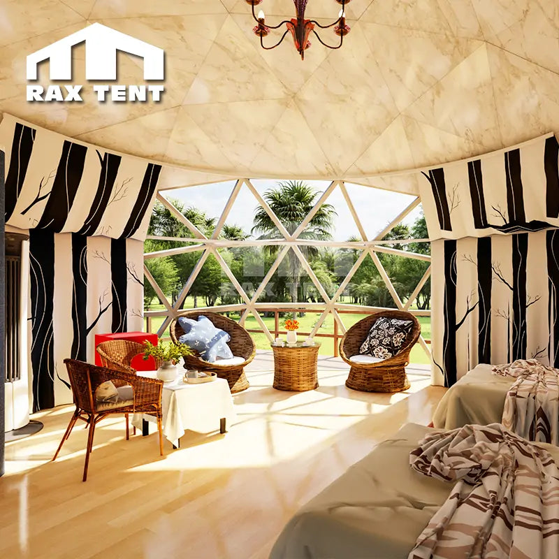 8M Glass Dome for Glamping Hotel and Family Resort with Tempered Glass Cover and Thermal Insulaiton