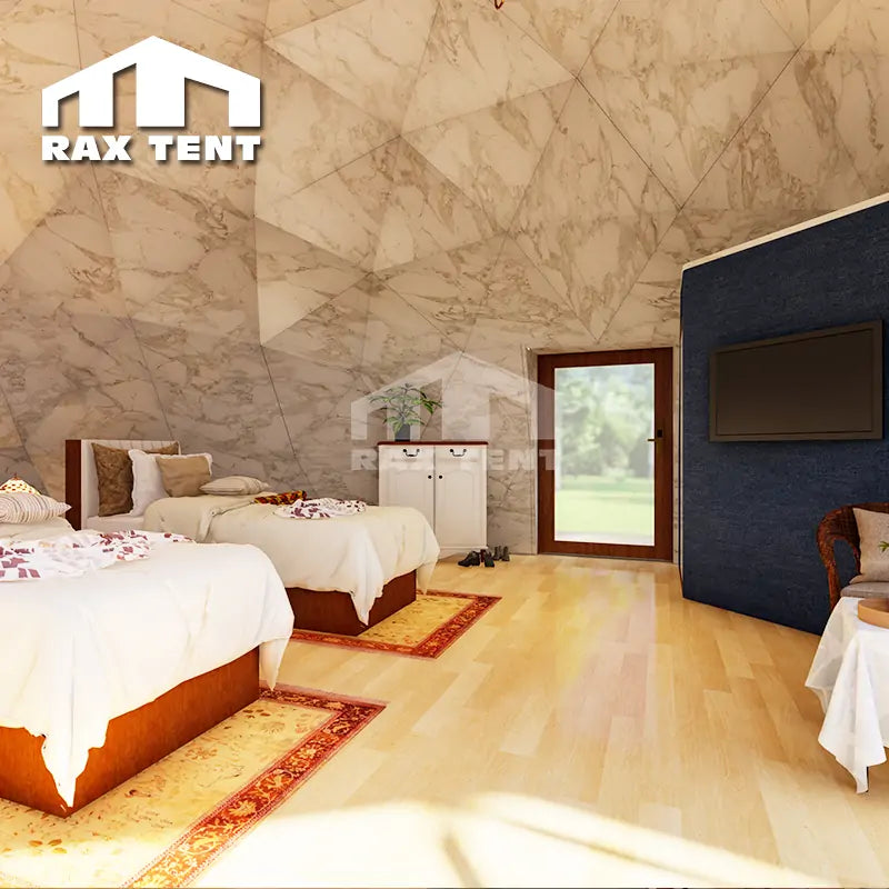 8M Glass Dome for Glamping Hotel and Family Resort with Tempered Glass Cover and Thermal Insulaiton