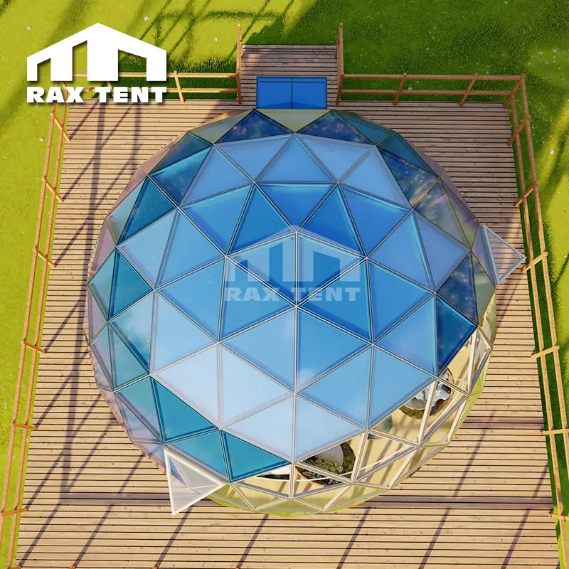 8M Glass Dome for Glamping Hotel and Family Resort with Tempered Glass Cover and Thermal Insulaiton