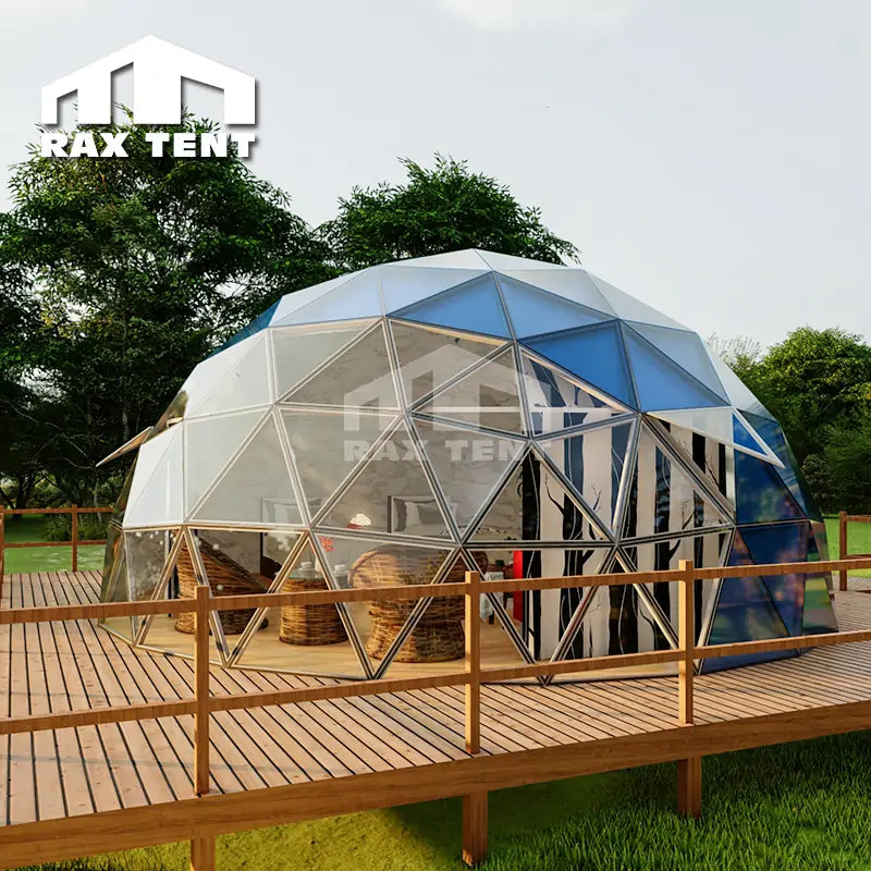 8M Glass Dome for Glamping Hotel and Family Resort with Tempered Glass Cover and Thermal Insulaiton