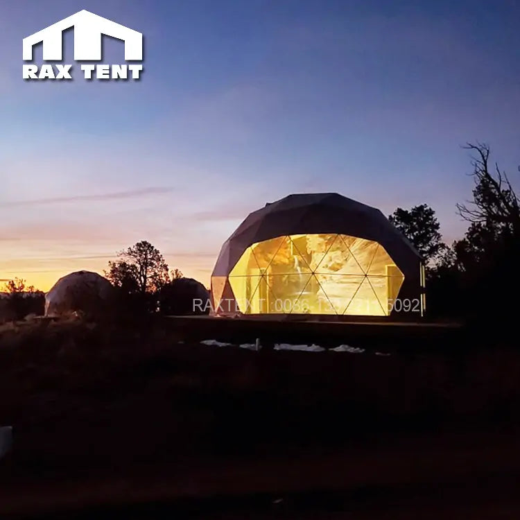 7m Desert Yellow Geodesic Dome Tent for Glamping Dome House with Interesting Themes in Clear Sky Resort in The USA