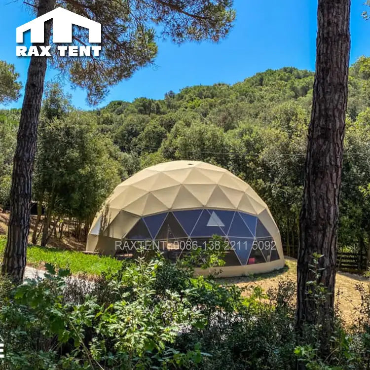 7m Desert Yellow Geodesic Dome Tent for Glamping Dome House with Interesting Themes in Clear Sky Resort in The USA