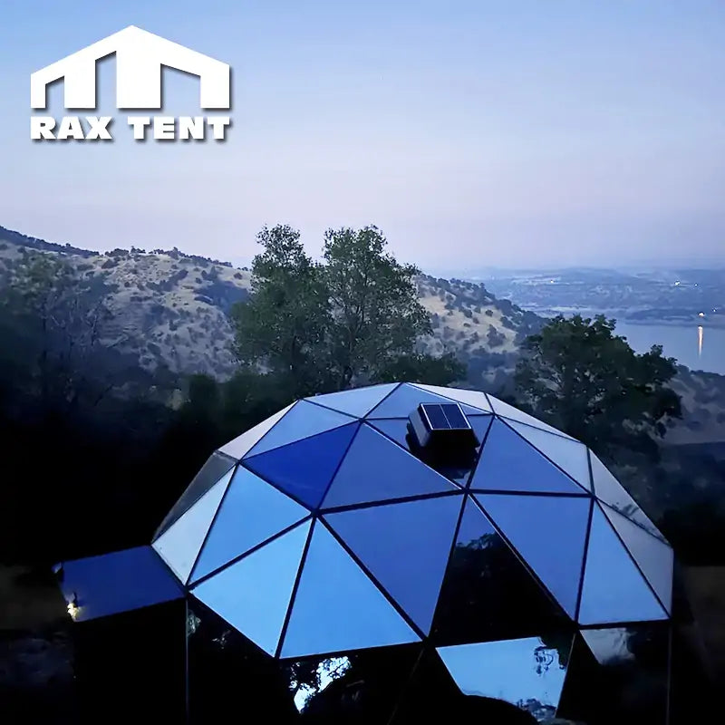 glass dome tent with exhaust solar fan