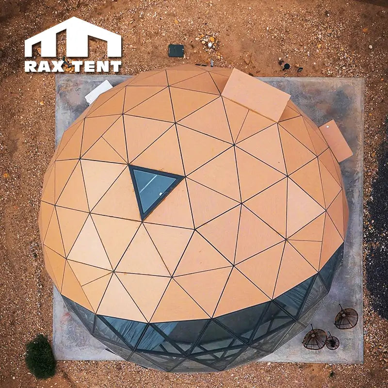 RAXTENT 6m Glass Dome Tent with Wooden Panel for Glamping Hotel and Resort