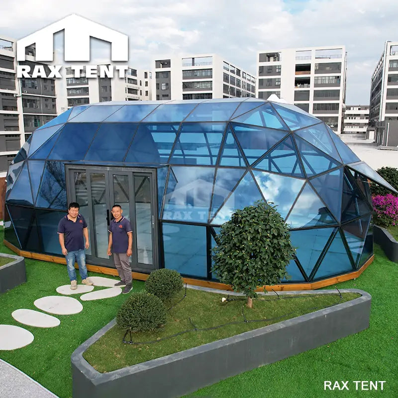 rax tent RAXTENT 50sqm Capsule Glass Dome House for Glamping Resort 6*10M Double Glass Dome House ( Frame + Cover)
