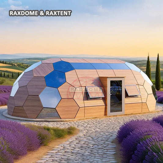 RAXDOME 6*10M Oval Glass Geodesic Dome Home for Glamping Hotel