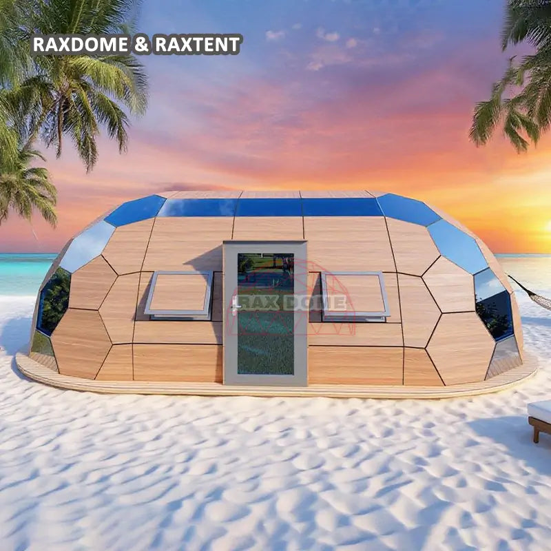 tiny house tent RAXDOME Geodome House Kits Oval Glamping Tiny House 100% waterproof and Anti Rust 6*10m Glass Dome House ( Frame + Cover)