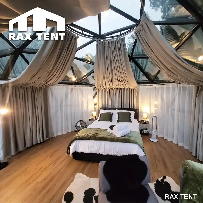 glamping hotel with curtain