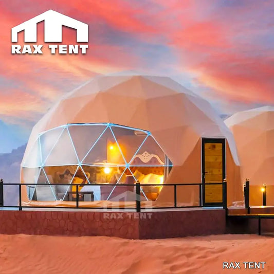 7m fabric dome tent in desert
