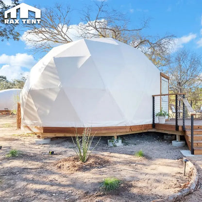 white geodesic dome tent