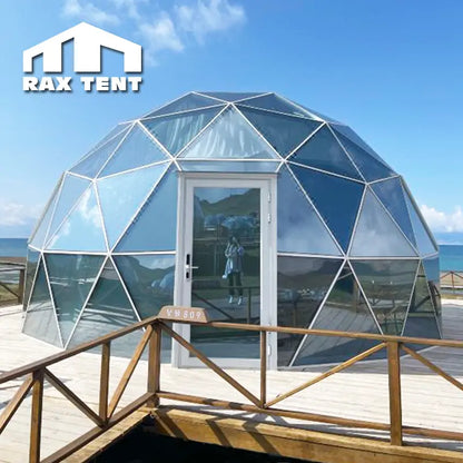 blue mirror glass dome house