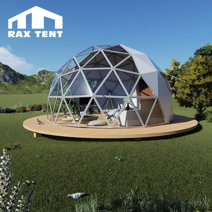 6m glass dome tent with white panels
