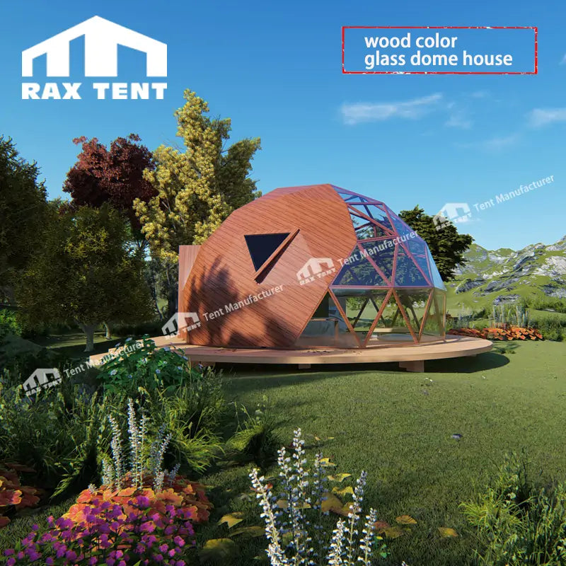 wood color glass dome house