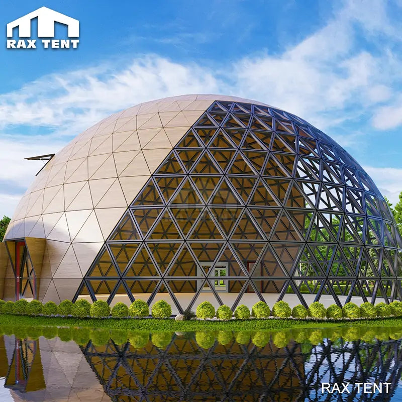 20m wooden color glass dome house