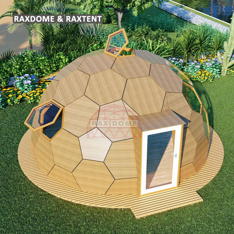 6m geodesic glass dome tent with honeycomb shape