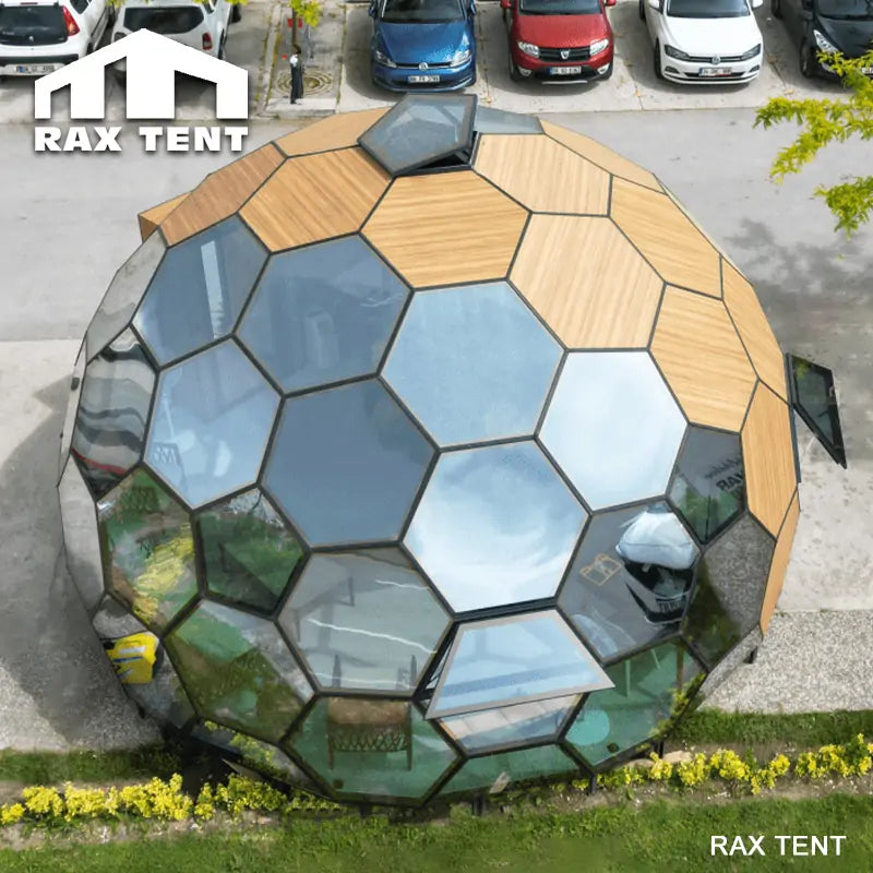 glass dome tent with honeycomb shape