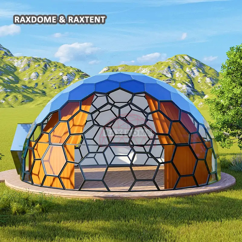 8m hexagon glass geodesic dome