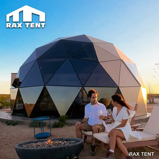 glass dome tent with solid panels