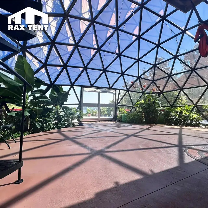 yoga glass dome house with panoramic view