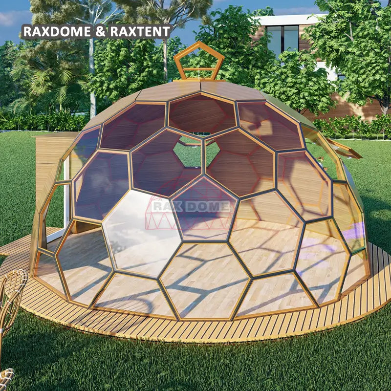 6m honeycomb glass dome with panoramic view