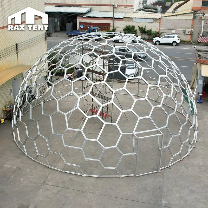 12m glass dome with hexagonal frame