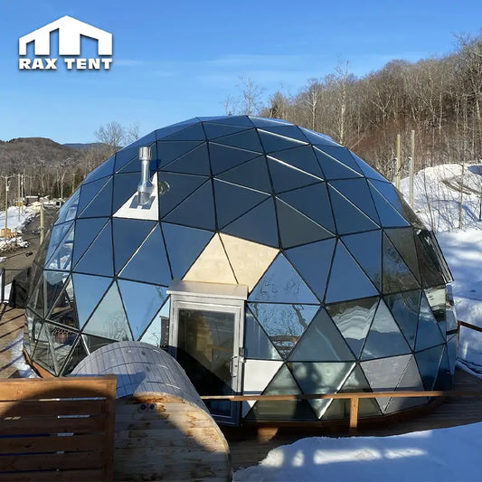 glass dome house in winter