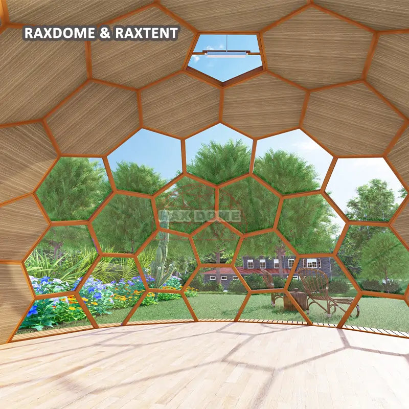wooden honeycomb glass dome with insulation