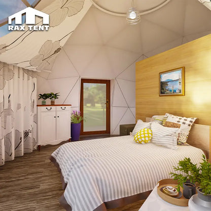 glass dome tent with comfortable living