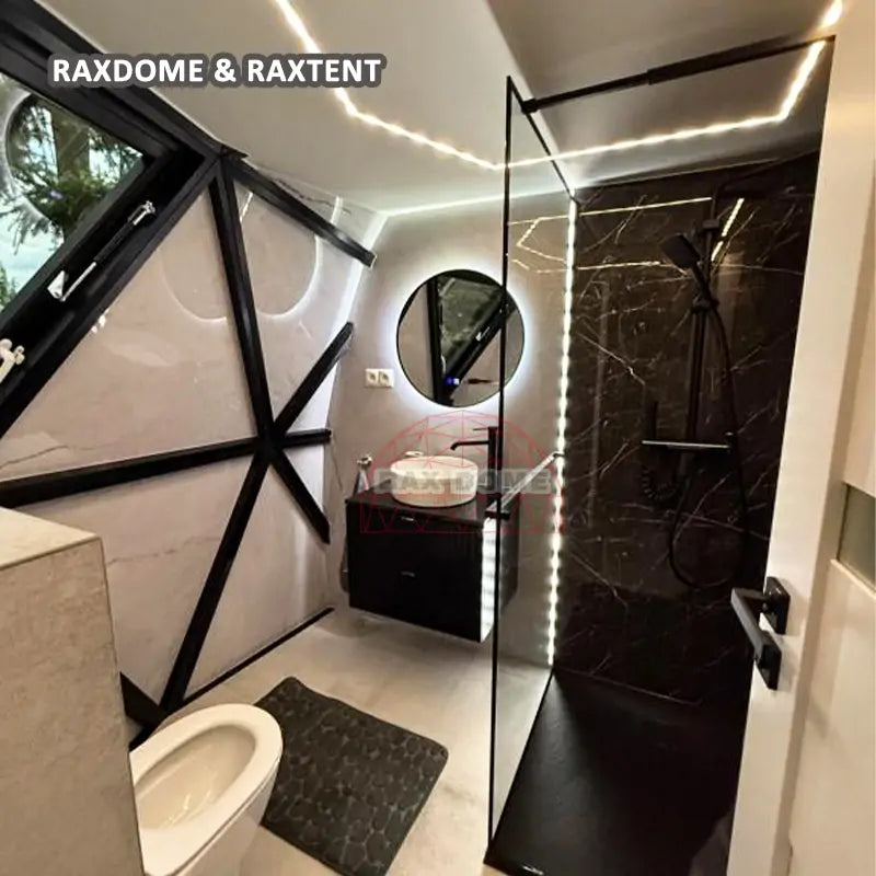6m geodesic glass dome with bathroom