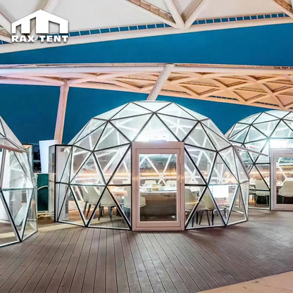 Transparent dome restaurant with tempered glass