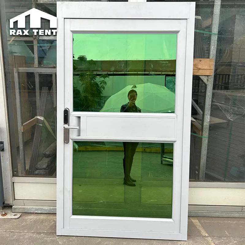 green mirror glass door