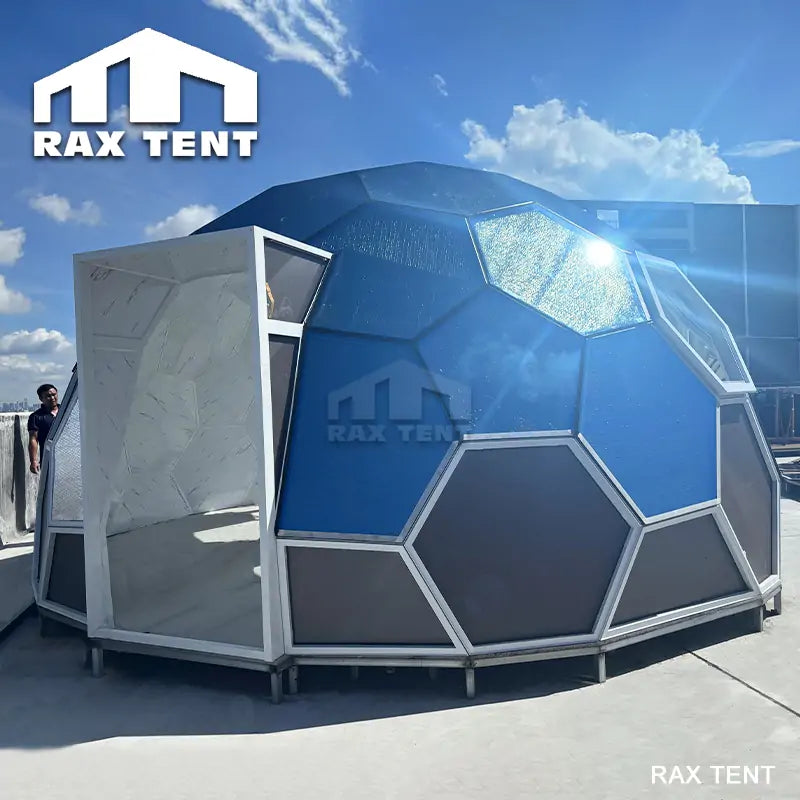 blue honeycomb glass dome