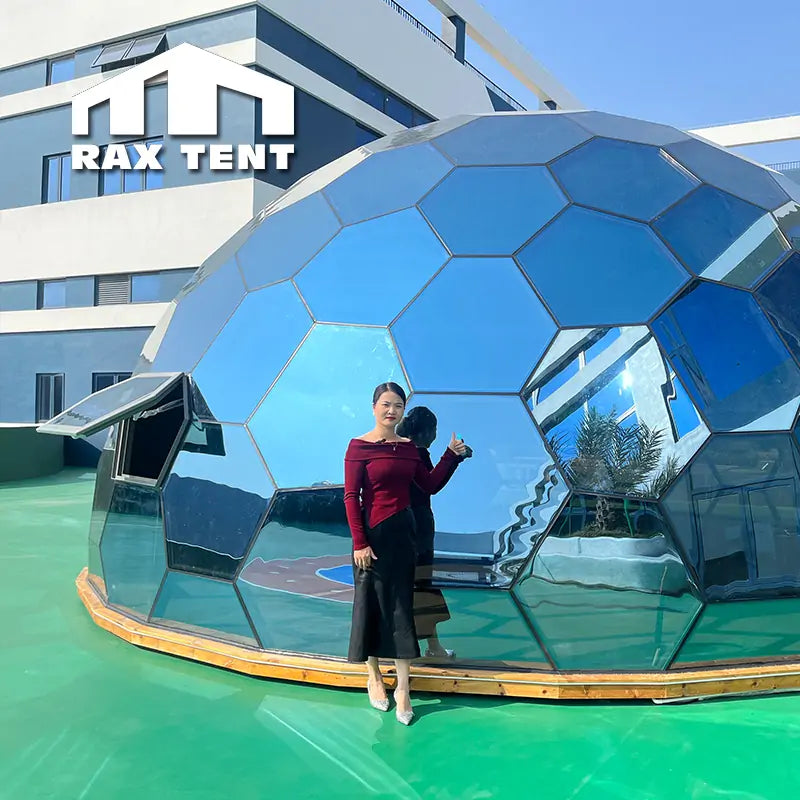 RAXTENT 8M Honeycomb Geodesic Glass Dome Tent for Retreat