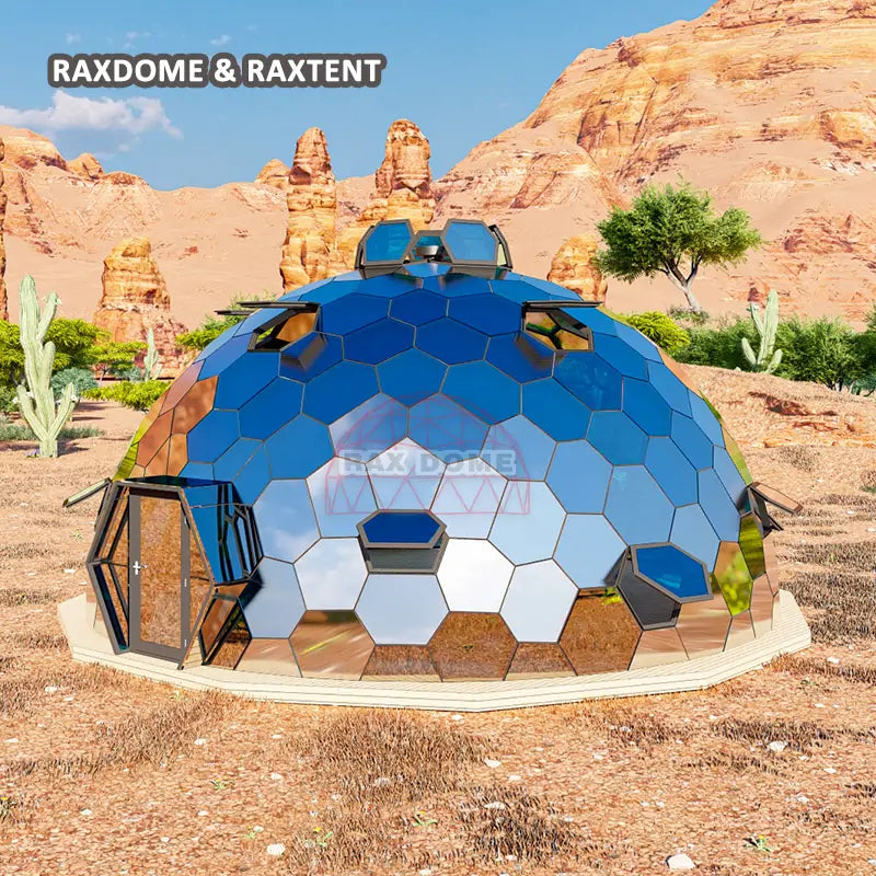 10m glass dome with electric glass windows