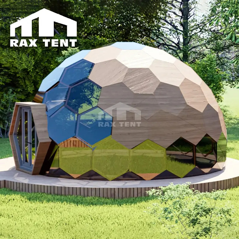 RAXTENT 8M Honeycomb Glass Round Dome House for Glamping Room