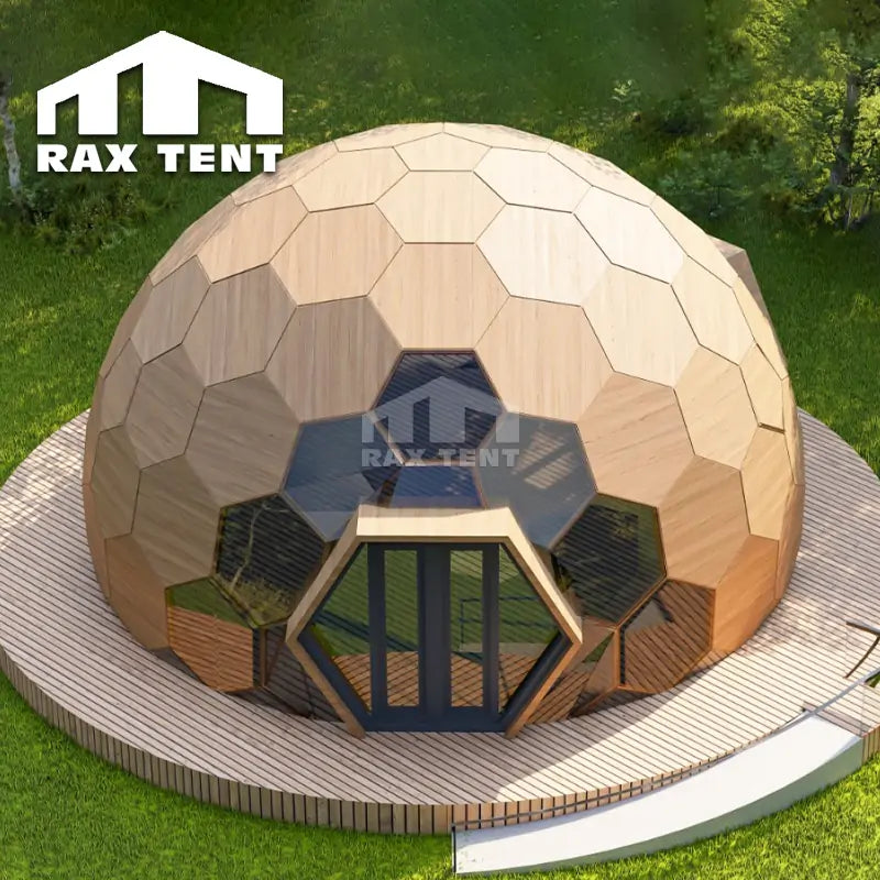 RAXTENT 8M Honeycomb Glass Round Dome House for Glamping Room