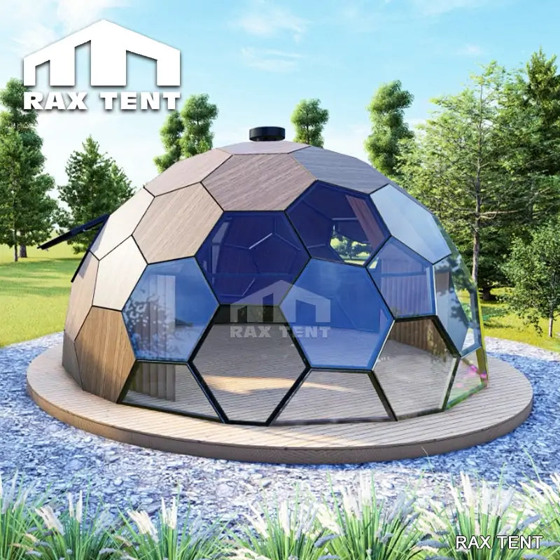wooden glass dome home for glamping pods