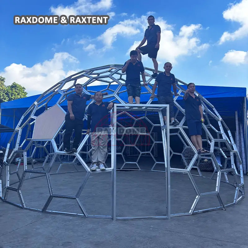8m glass dome assembly in RAXDOME factory