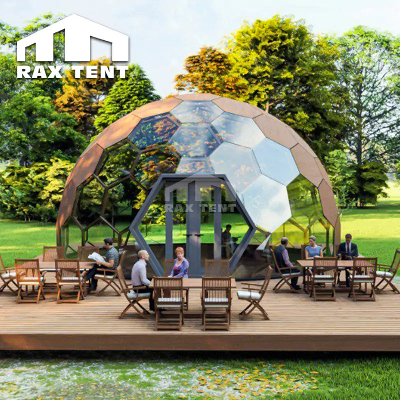 RAXTENT 8M Glass Geodome Hexagonal Glamping Dome Tent for Airbnb Homes