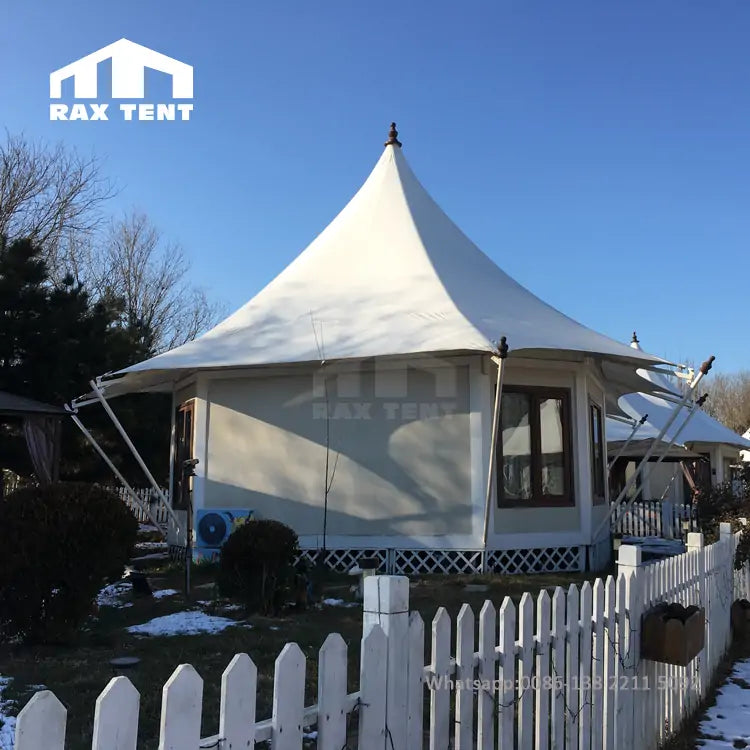 glamping tent house with peak top