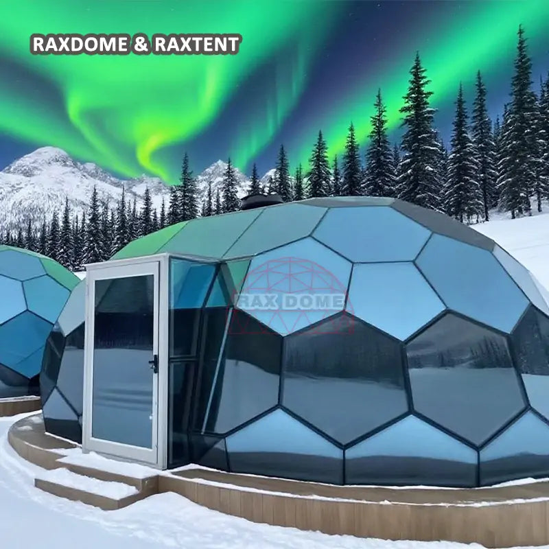 tente igloo RAXDOME Oval Geodesic Igloo Dome Tent Hotel for Stargazing and Aurora Viewing 6*10m Single Glass Dome ( Frame + Cover)