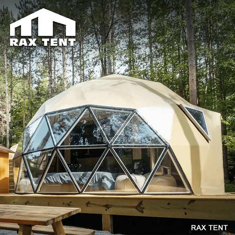 RAXTENT 6M Glass PVC Dome Tent for Glamping Pods with Kitchen and Bathroom