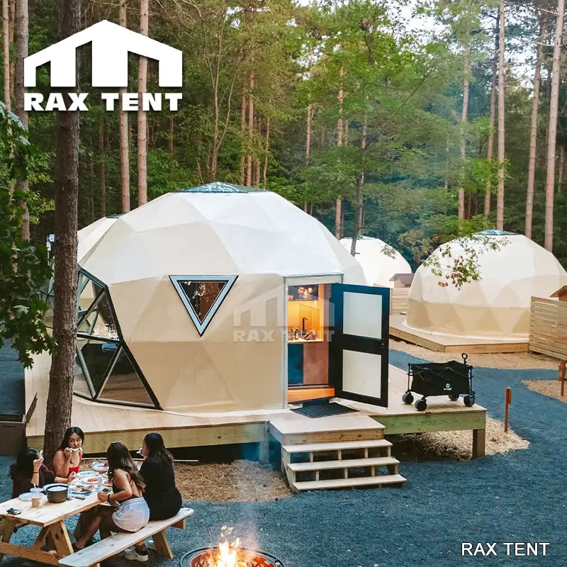 RAXTENT 6M Glass PVC Dome Tent for Glamping Pods with Kitchen and Bathroom