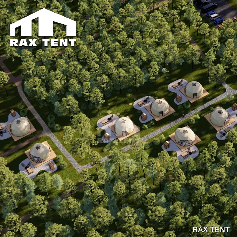 RAXTENT 6M Glass PVC Dome Tent for Glamping Pods with Kitchen and Bathroom