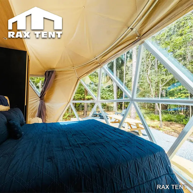 RAXTENT 6M Glass PVC Dome Tent for Glamping Pods with Kitchen and Bathroom