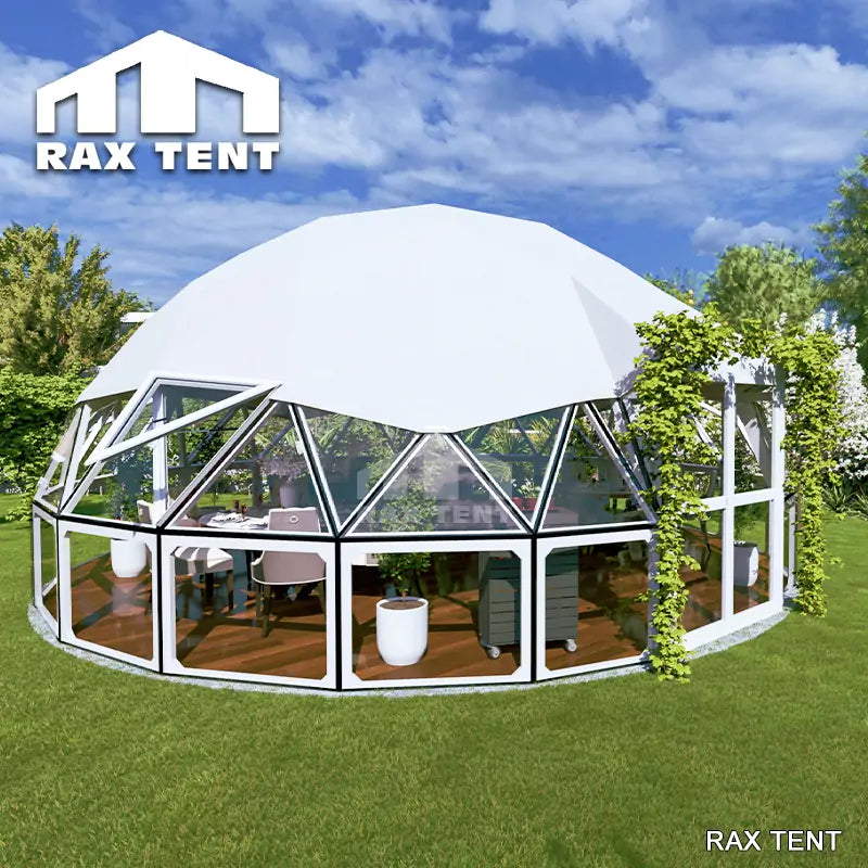 RAXTENT 8M Mixed PVC Glass Geo Dome for Coffee Bars and Eco Retreats